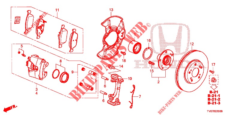 VORDERRADBREMSE  für Honda CIVIC DIESEL 2.2 EXCLUSIVE 5 Türen 6 gang-Schaltgetriebe 2013