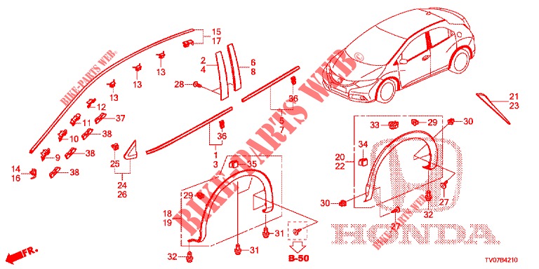 ZIERLEISTE/SCHUTZ  für Honda CIVIC DIESEL 2.2 EXCLUSIVE 5 Türen 6 gang-Schaltgetriebe 2013