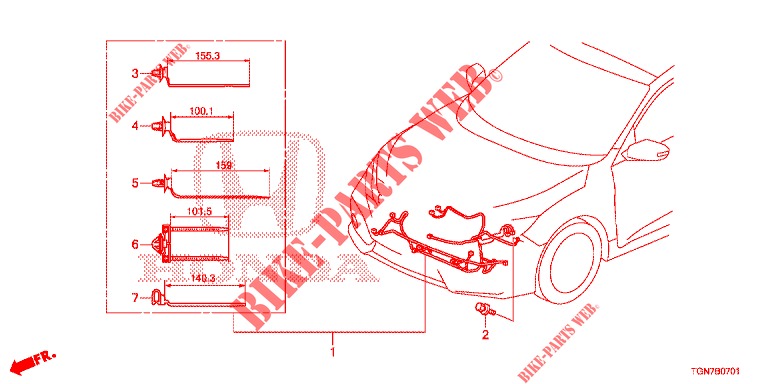 KABELBAUM (2) (LH) für Honda CIVIC DIESEL 1.6 ENTRY 5 Türen 9 gang automatikgetriebe 2018