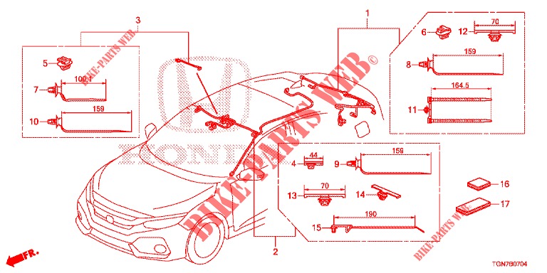 KABELBAUM (5) (LH) für Honda CIVIC DIESEL 1.6 ENTRY 5 Türen 9 gang automatikgetriebe 2018