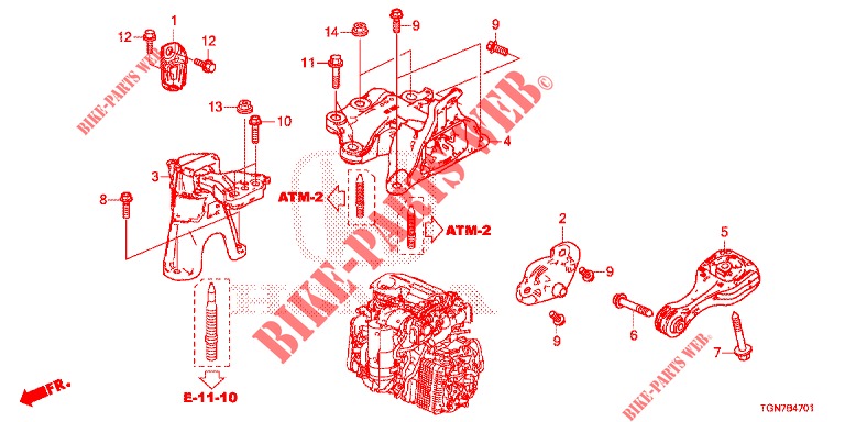 MOTORBEFESTIGUNGEN (AT) für Honda CIVIC DIESEL 1.6 ENTRY 5 Türen 9 gang automatikgetriebe 2018