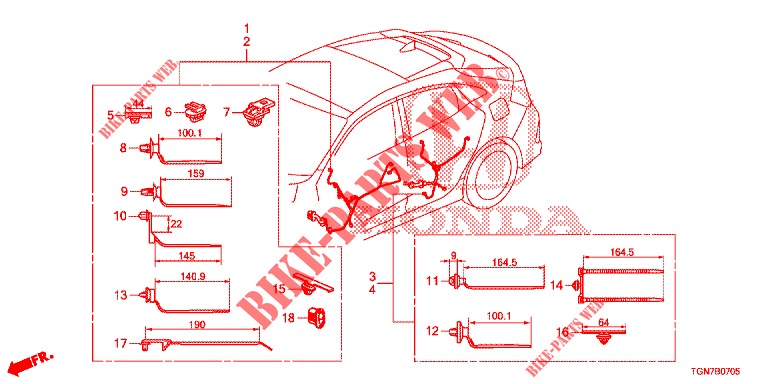 KABELBAUM (6) (LH) für Honda CIVIC DIESEL 1.6 S 5 Türen 6 gang-Schaltgetriebe 2018