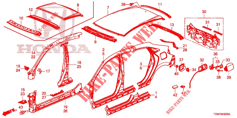 AUSSENBLECHE/TAFEL, HINTEN  für Honda CIVIC DIESEL 1.6 S 5 Türen 9 gang automatikgetriebe 2018