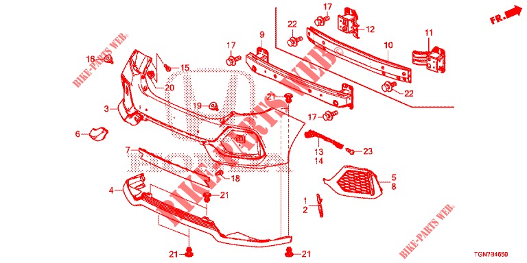 HINTERER STOSSFAENGER  für Honda CIVIC DIESEL 1.6 S 5 Türen 9 gang automatikgetriebe 2018