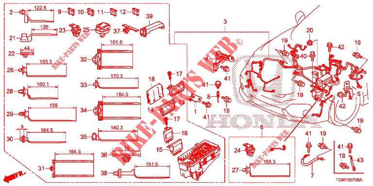 KABELBAUM (1) (LH) für Honda CIVIC DIESEL 1.6 S 5 Türen 9 gang automatikgetriebe 2018