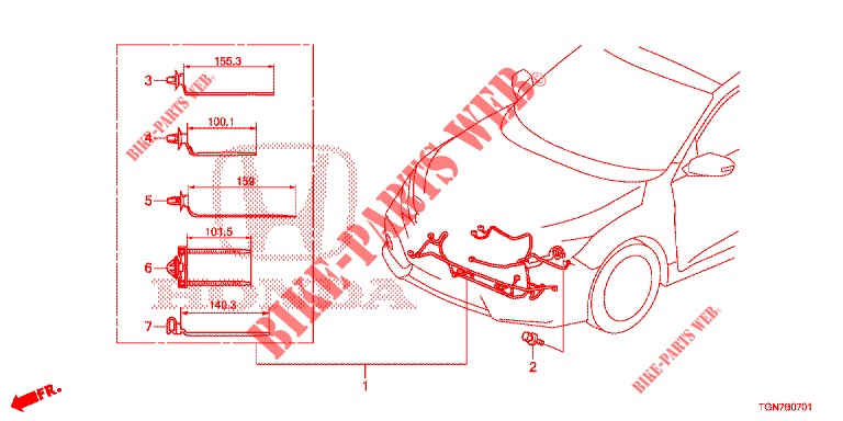KABELBAUM (2) (LH) für Honda CIVIC DIESEL 1.6 S 5 Türen 9 gang automatikgetriebe 2018