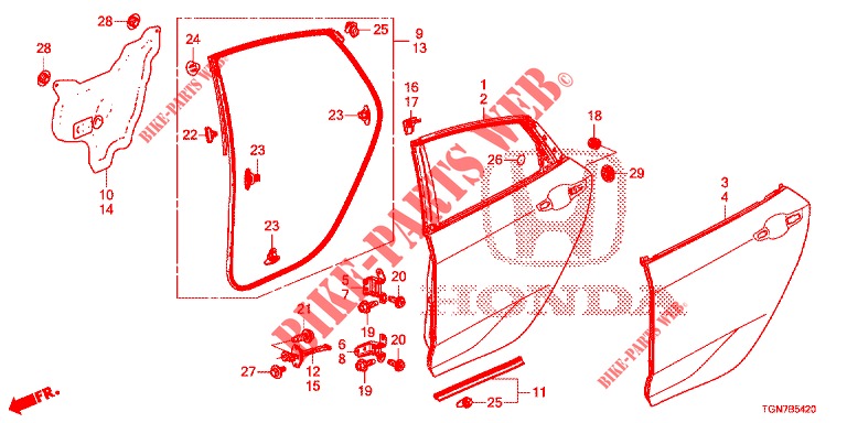 TUERBLECHE, HINTEN(4D)  für Honda CIVIC DIESEL 1.6 S 5 Türen 9 gang automatikgetriebe 2018