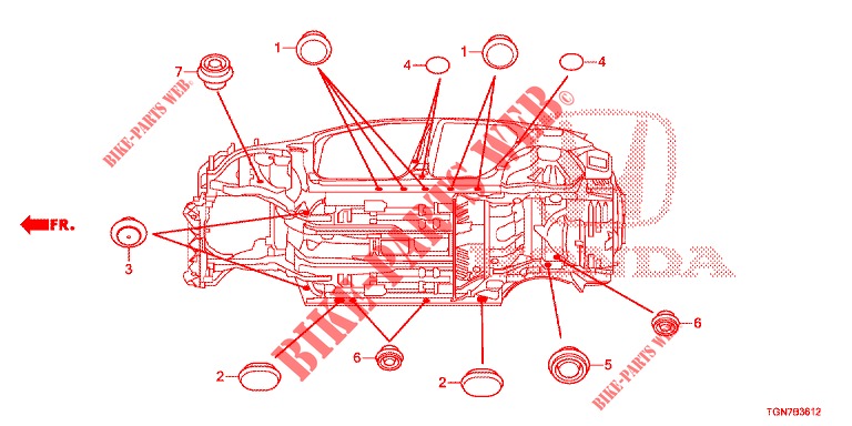 GUMMITUELLE (INFERIEUR) für Honda CIVIC DIESEL 1.6 TOP 5 Türen 6 gang-Schaltgetriebe 2018
