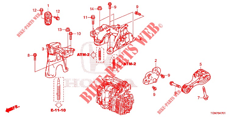 MOTORBEFESTIGUNGEN (AT) für Honda CIVIC DIESEL 1.6 TOP 5 Türen 9 gang automatikgetriebe 2018