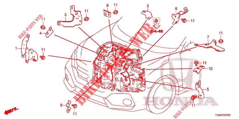 MOTORKABELBAUM, STREBE(1.7L)(RH)  für Honda CIVIC DIESEL 1.6 TOP 5 Türen 9 gang automatikgetriebe 2018