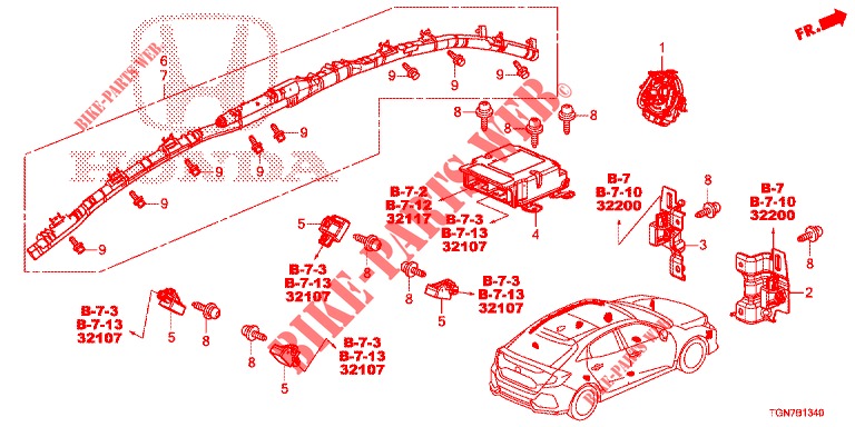 SRS EINHEIT(RH)  für Honda CIVIC DIESEL 1.6 TOP 5 Türen 9 gang automatikgetriebe 2018