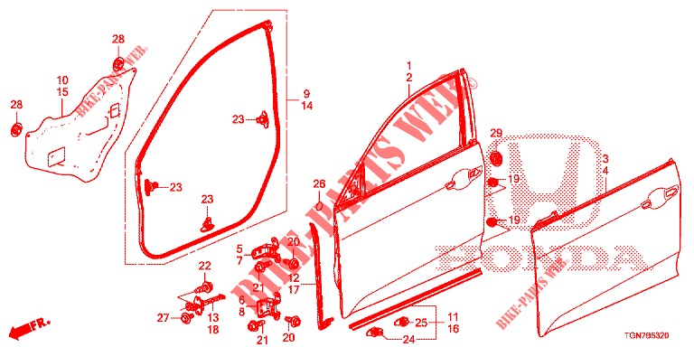 TUERTAFELN, VORNE(2D)  für Honda CIVIC DIESEL 1.6 TOP 5 Türen 9 gang automatikgetriebe 2018