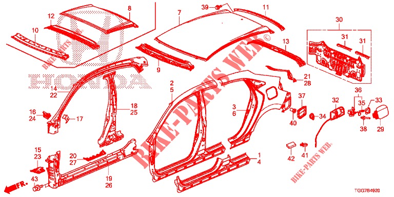 AUSSENBLECHE/TAFEL, HINTEN  für Honda CIVIC  TYPE R 5 Türen 6 gang-Schaltgetriebe 2019