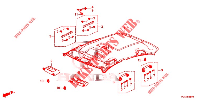 DACHVERKLEIDUNG (1) für Honda CIVIC  TYPE R 5 Türen 6 gang-Schaltgetriebe 2019