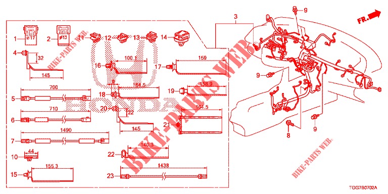 KABELBAUM (3) (LH) für Honda CIVIC  TYPE R 5 Türen 6 gang-Schaltgetriebe 2019