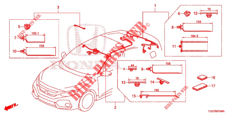 KABELBAUM (5) (LH) für Honda CIVIC  TYPE R 5 Türen 6 gang-Schaltgetriebe 2019