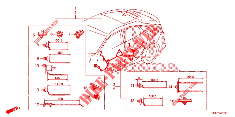 KABELBAUM (6) (LH) für Honda CIVIC  TYPE R 5 Türen 6 gang-Schaltgetriebe 2019