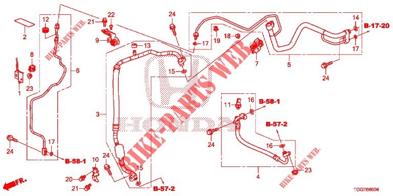 KLIMAANLAGE (FLEXIBLES/TUYAUX) (TYPE R) (LH) für Honda CIVIC  TYPE R 5 Türen 6 gang-Schaltgetriebe 2019