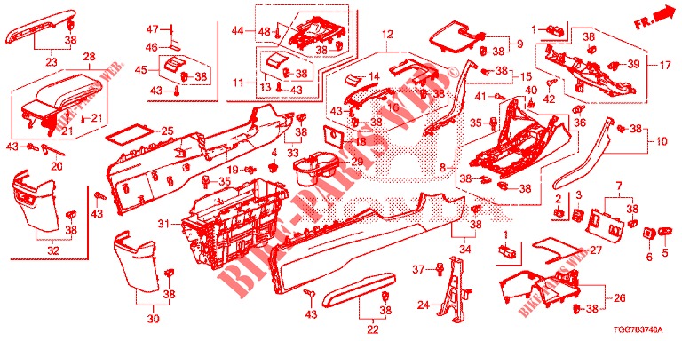 KONSOLE (LH) für Honda CIVIC  TYPE R 5 Türen 6 gang-Schaltgetriebe 2019
