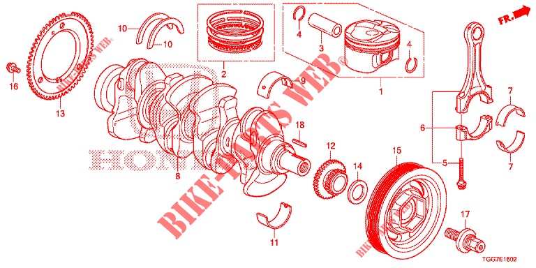KURBELWELLE/KOLBEN (TYPE R) für Honda CIVIC  TYPE R 5 Türen 6 gang-Schaltgetriebe 2019