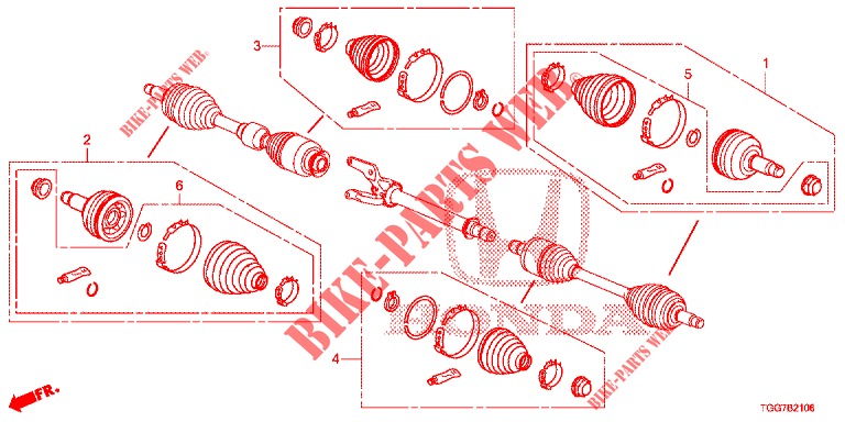 SATZ, KURZTEILE          ANTRIEBSWELLE V (TYPE R) für Honda CIVIC  TYPE R 5 Türen 6 gang-Schaltgetriebe 2019