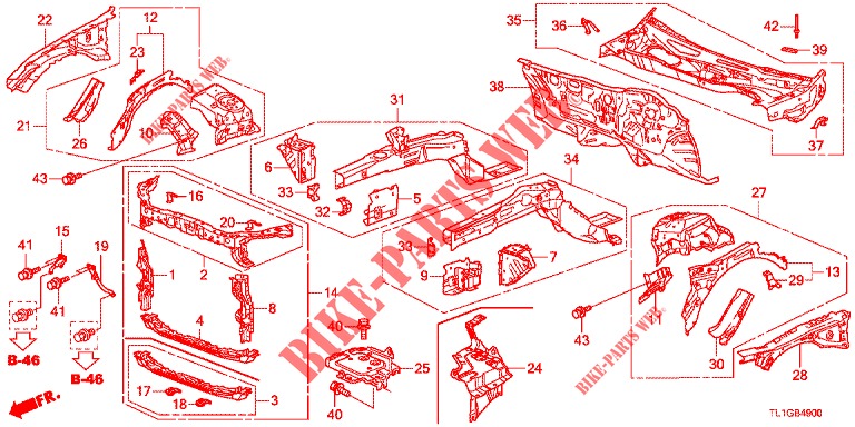 VORDERE TRENNWAND/STIRNWAND  für Honda ACCORD 2.0 EX 4 Türen 5 gang automatikgetriebe 2013