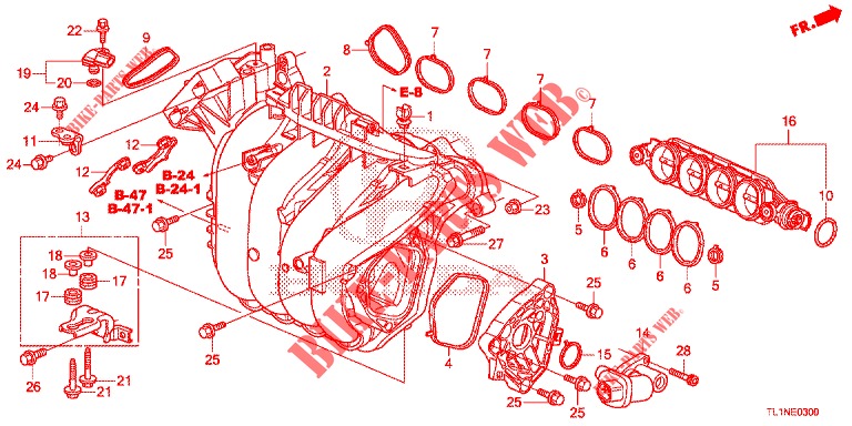 ANSAUGKRUEMMER (2.0L) für Honda ACCORD 2.0 S 4 Türen 6 gang-Schaltgetriebe 2014