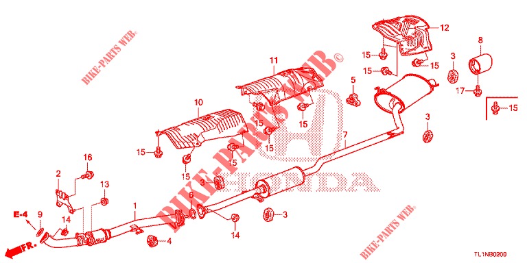 AUSPUFFROHR (2.0L) für Honda ACCORD 2.0 S 4 Türen 6 gang-Schaltgetriebe 2014