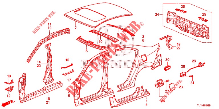 AUSSENBLECHE/TAFEL, HINTEN  für Honda ACCORD 2.0 S 4 Türen 6 gang-Schaltgetriebe 2014