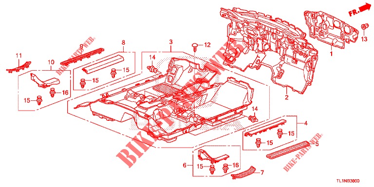BODENMATTE/ISOLATOR  für Honda ACCORD 2.0 S 4 Türen 6 gang-Schaltgetriebe 2014