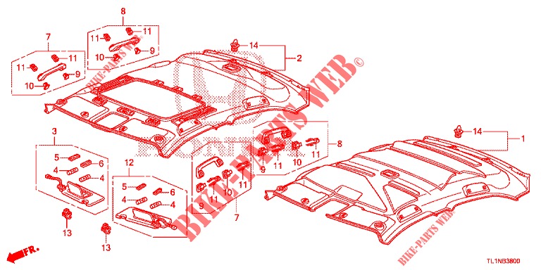 DACHVERKLEIDUNG  für Honda ACCORD 2.0 S 4 Türen 6 gang-Schaltgetriebe 2014