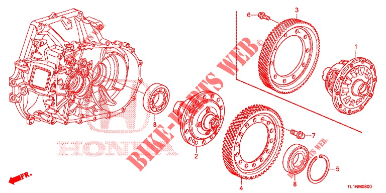 DIFFERENTIAL  für Honda ACCORD 2.0 S 4 Türen 6 gang-Schaltgetriebe 2014