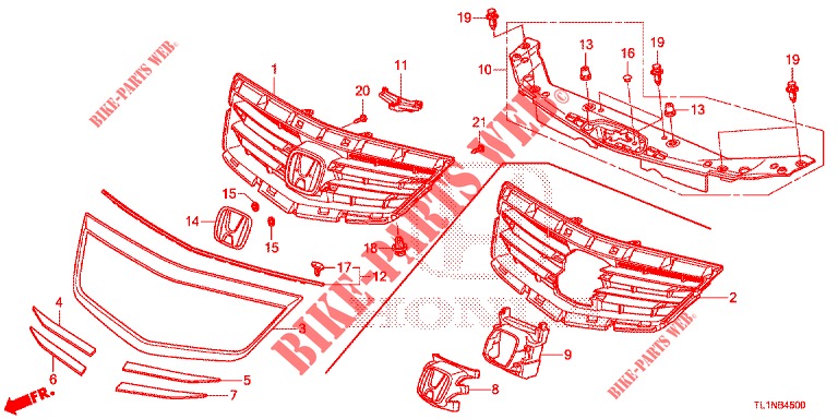 GRILL, VORNE/ZIERLEISTE  für Honda ACCORD 2.0 S 4 Türen 6 gang-Schaltgetriebe 2014
