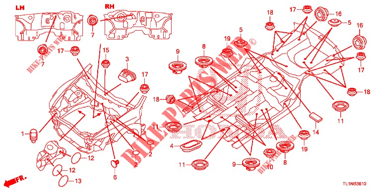 GUMMITUELLE (AVANT) für Honda ACCORD 2.0 S 4 Türen 6 gang-Schaltgetriebe 2014