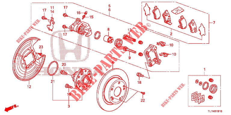 HINTERRADBREMSE (1) für Honda ACCORD 2.0 S 4 Türen 6 gang-Schaltgetriebe 2014