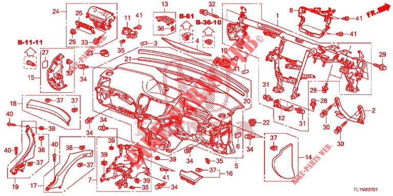INSTRUMENTENBRETT, OBEN (RH) für Honda ACCORD 2.0 S 4 Türen 6 gang-Schaltgetriebe 2014