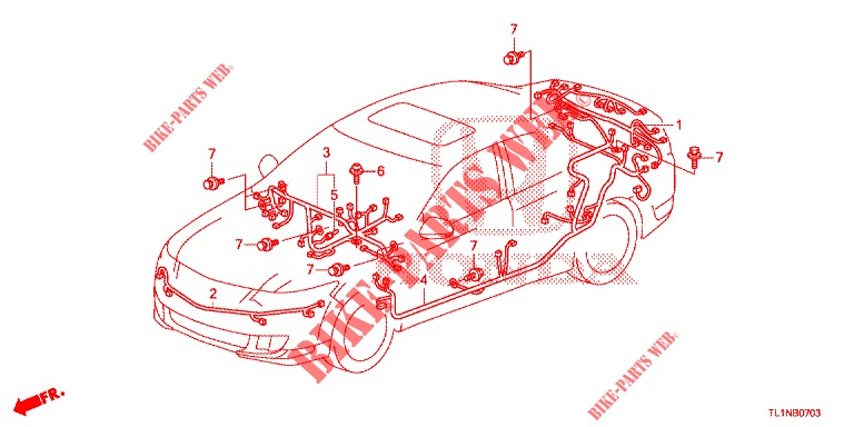 KABELBAUM (2) (RH) für Honda ACCORD 2.0 S 4 Türen 6 gang-Schaltgetriebe 2014