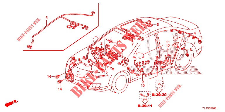 KABELBAUM (3) (RH) für Honda ACCORD 2.0 S 4 Türen 6 gang-Schaltgetriebe 2014