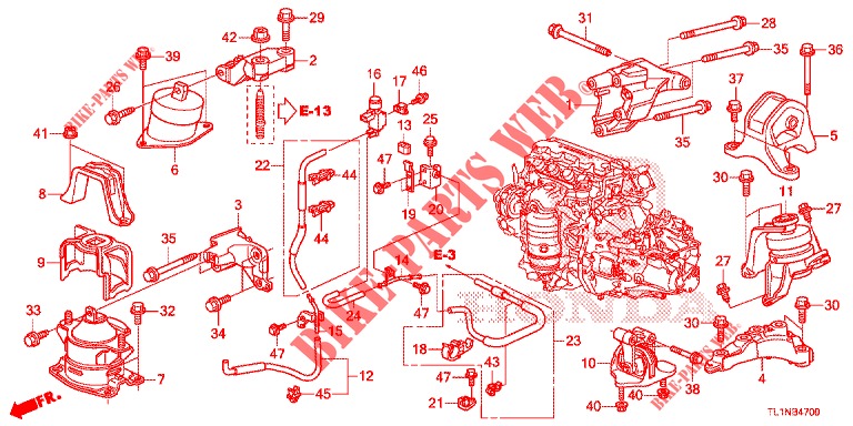 MOTORBEFESTIGUNGEN (2.0L) (MT) für Honda ACCORD 2.0 S 4 Türen 6 gang-Schaltgetriebe 2014