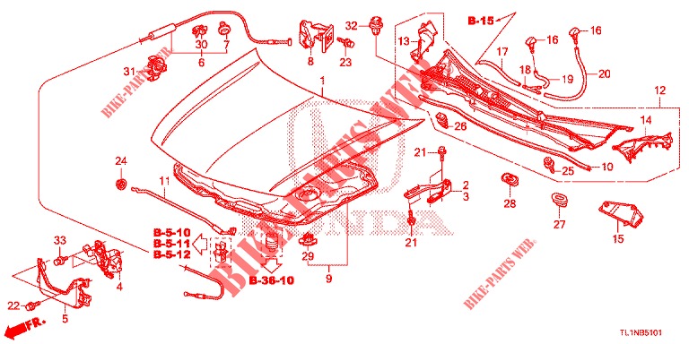 MOTORHAUBE (RH) für Honda ACCORD 2.0 S 4 Türen 6 gang-Schaltgetriebe 2014