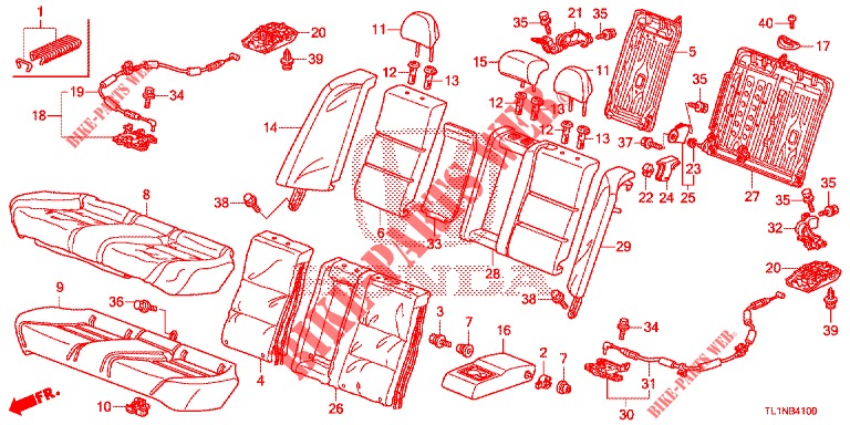 RUECKSITZ/SITZGURT,(2D)  für Honda ACCORD 2.0 S 4 Türen 6 gang-Schaltgetriebe 2014