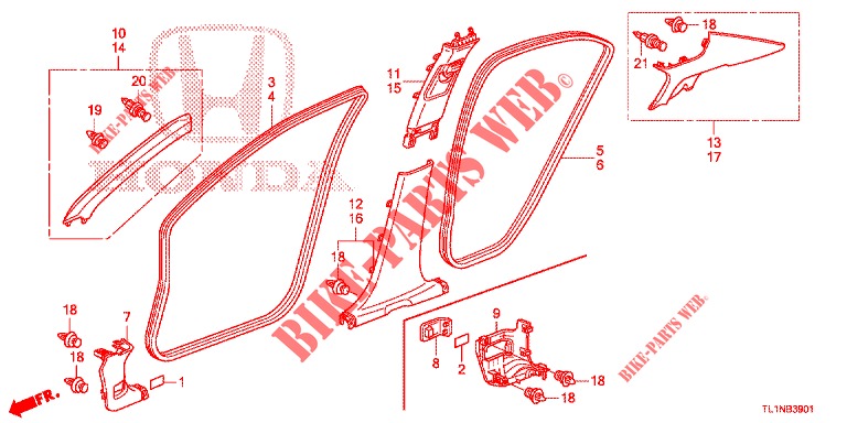 SAEULENZIERSTUECK (RH) für Honda ACCORD 2.0 S 4 Türen 6 gang-Schaltgetriebe 2014
