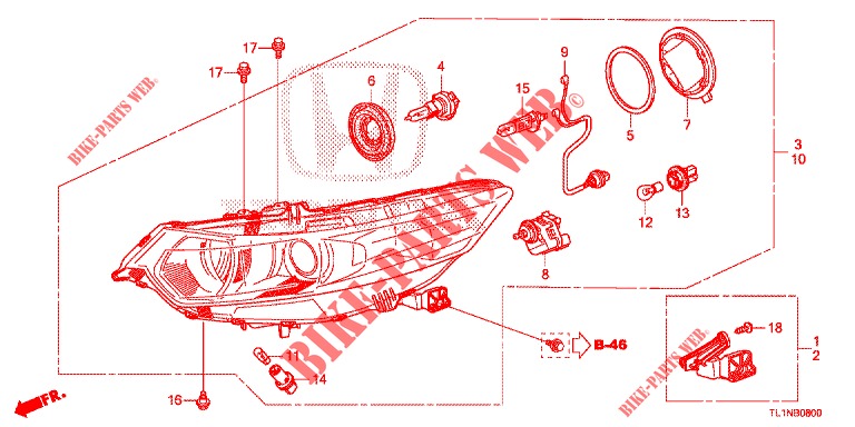 SCHEINWERFER  für Honda ACCORD 2.0 S 4 Türen 6 gang-Schaltgetriebe 2014