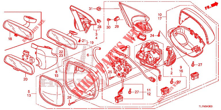 SPIEGEL/SCHIEBEDACH  für Honda ACCORD 2.0 S 4 Türen 6 gang-Schaltgetriebe 2014