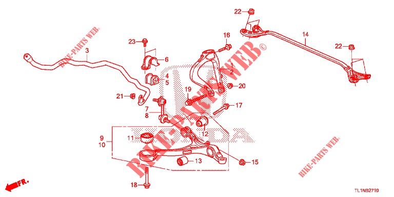 STABILISATOR, VORNE/UNTERER ARM, VORNE  für Honda ACCORD 2.0 S 4 Türen 6 gang-Schaltgetriebe 2014