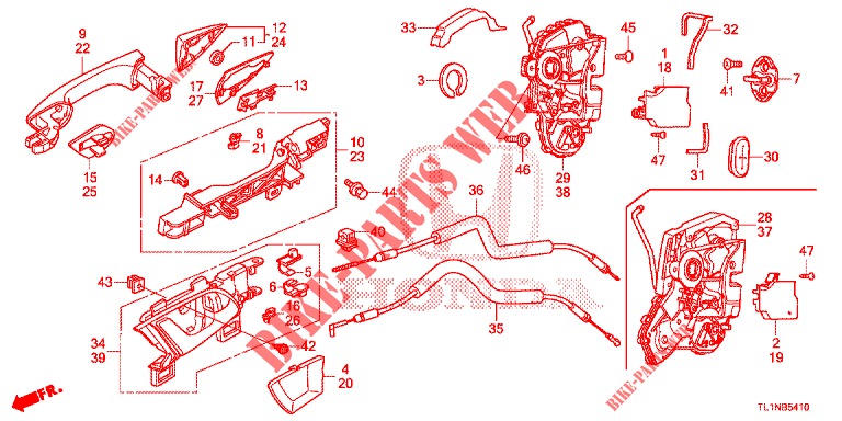 TUERSCHLOESSER, HINTEN/AEUSSERER GRIFF  für Honda ACCORD 2.0 S 4 Türen 6 gang-Schaltgetriebe 2014