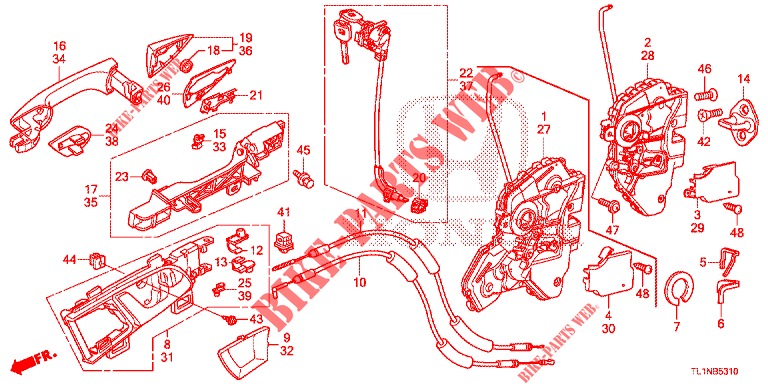 TUERSCHLOESSER, VORNE/AEUSSERER GRIFF  für Honda ACCORD 2.0 S 4 Türen 6 gang-Schaltgetriebe 2014