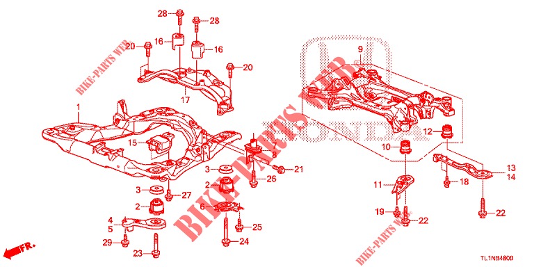 VORDERER HILFSRAHMEN/HINTERER TRAEGER  für Honda ACCORD 2.0 S 4 Türen 6 gang-Schaltgetriebe 2014
