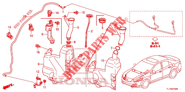 WINDSCHUTZSCHEIBENWASCHER (2D)  für Honda ACCORD 2.0 S 4 Türen 6 gang-Schaltgetriebe 2014