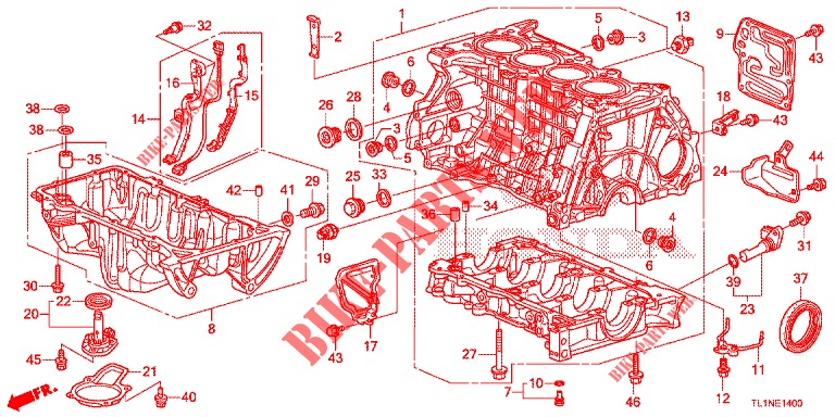 ZYLINDERBLOCK/OELWANNE (2.0L) für Honda ACCORD 2.0 S 4 Türen 6 gang-Schaltgetriebe 2014